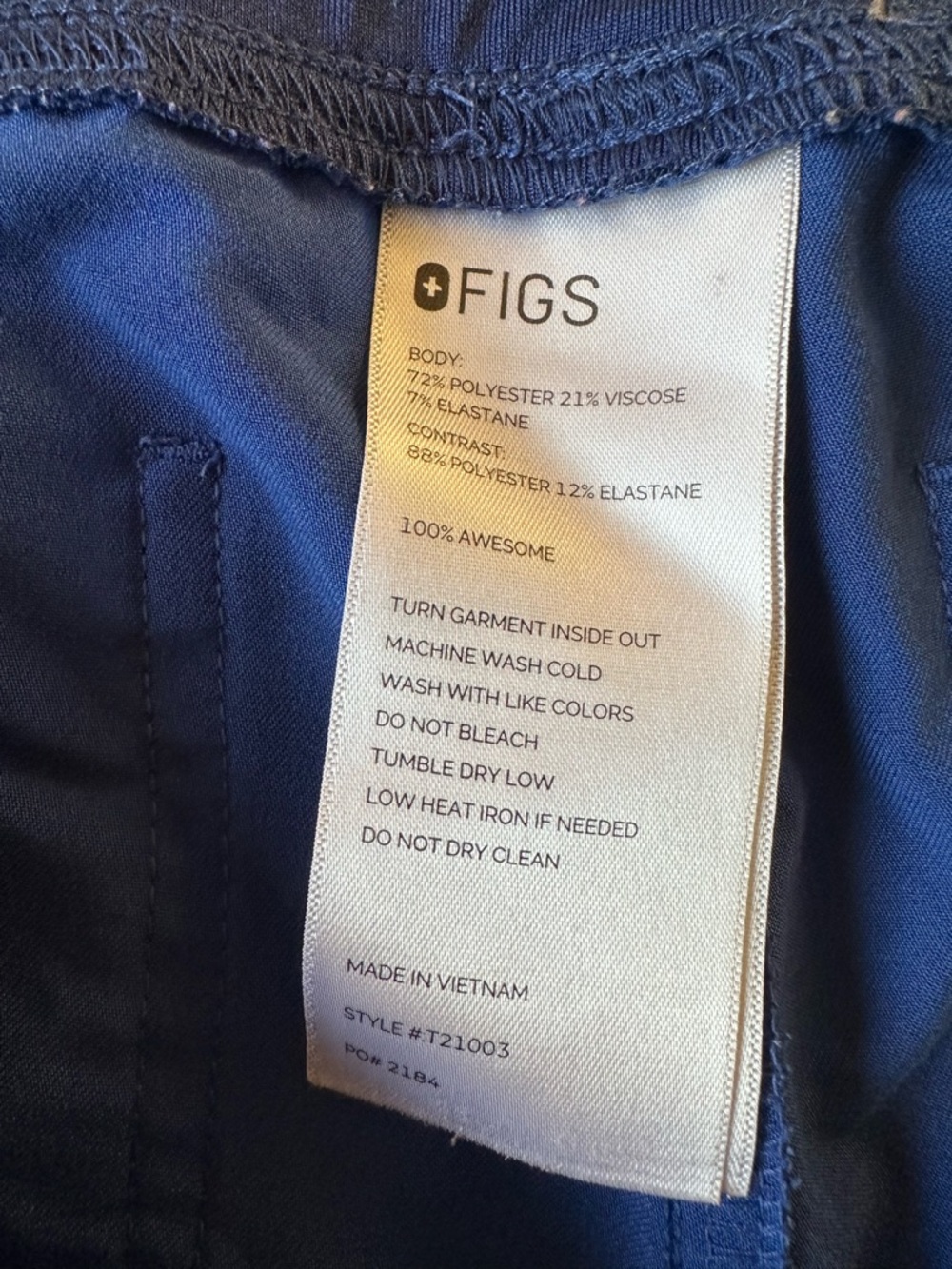 Figs Scrub Blue Pants Sz L Style# T21003 PO# 2184 - Picture 4 of 8